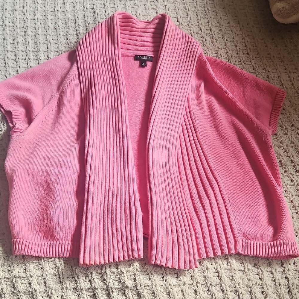 Talbots Pink Open-Front Cardigan